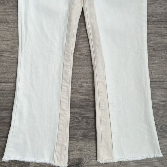 FRAME Le Crop Mini Bootcut Jeans Size 24 Neutral White Western Boho Festival 70s - Picture 7 of 12